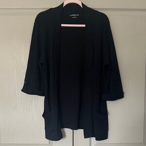croft & barrow Black Open-Front Cardigan with Pockets